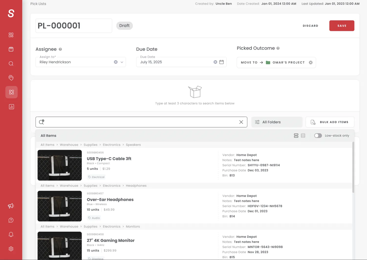 Search results showing rich item details with folder paths