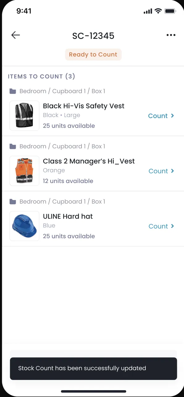 Stock Count on mobile with Count buttons